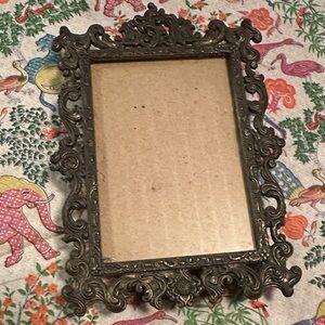 Vintage Ornate Brass Easel Back Picture Frame Made in Italy